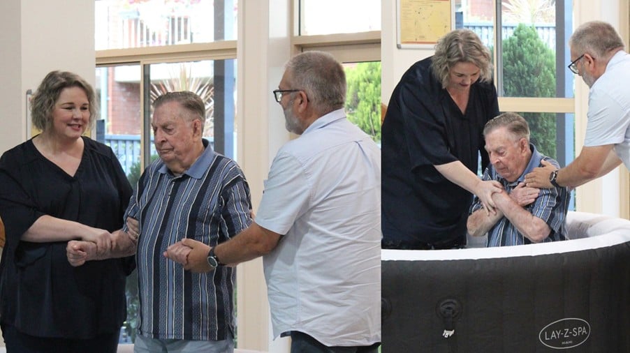 A rare baptism at 90: Alvin’s step of faith at Wishart Gardens