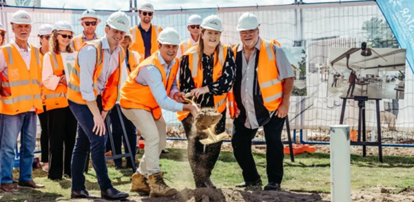 Graham (far right) at the turning of the sod for The Hangar in September 2023.